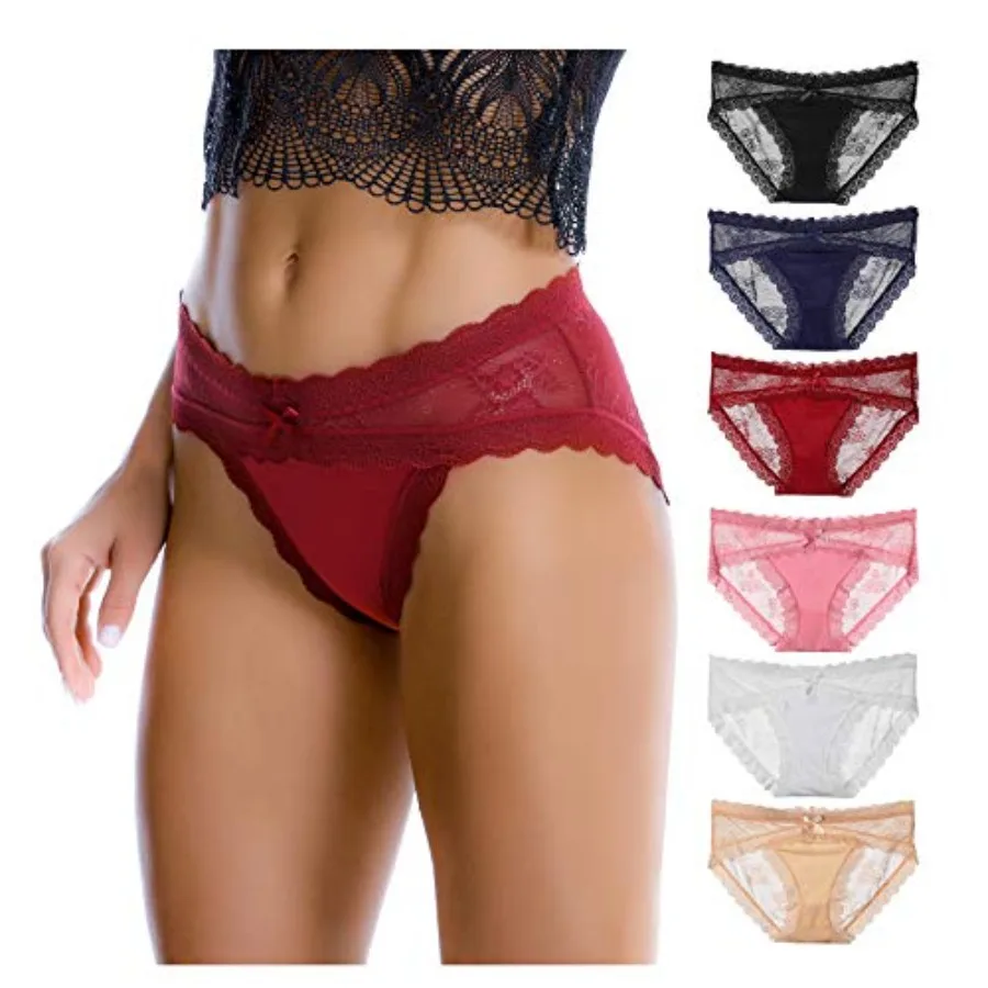

Women Lace Underwear Sexy Breathable Hipster Panties Stretch Seamless Bikini Briefs Multipack
