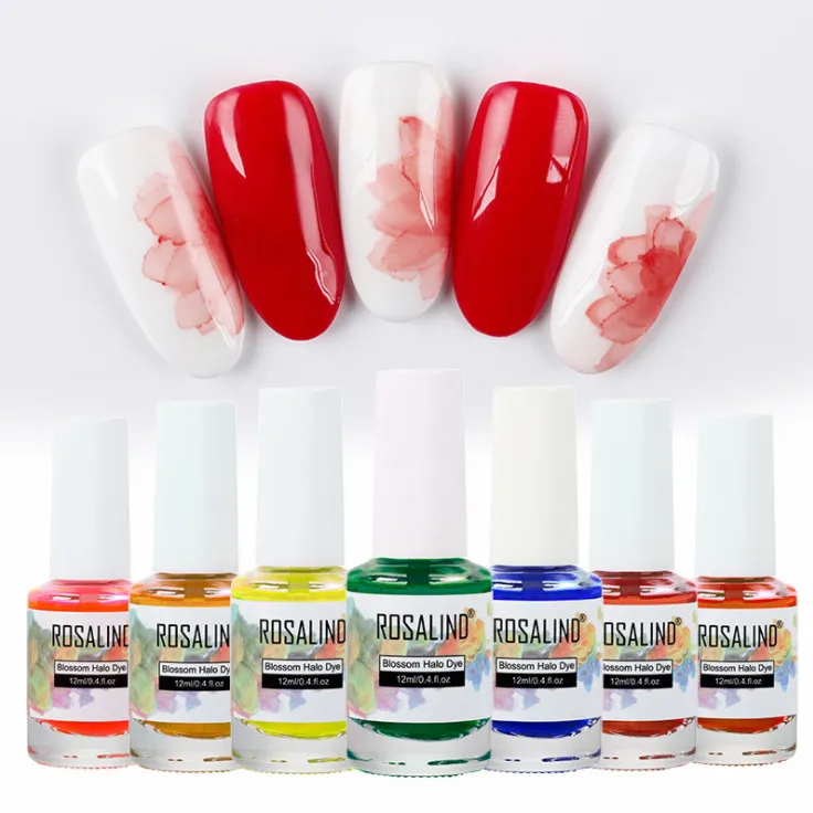 Zestaw żeli do paznokci akwarelowych |   Blossom & Halo Effect 12ML Lakier do paznokci zmieniający kolor, baza i top coat, wymaga lampy UV