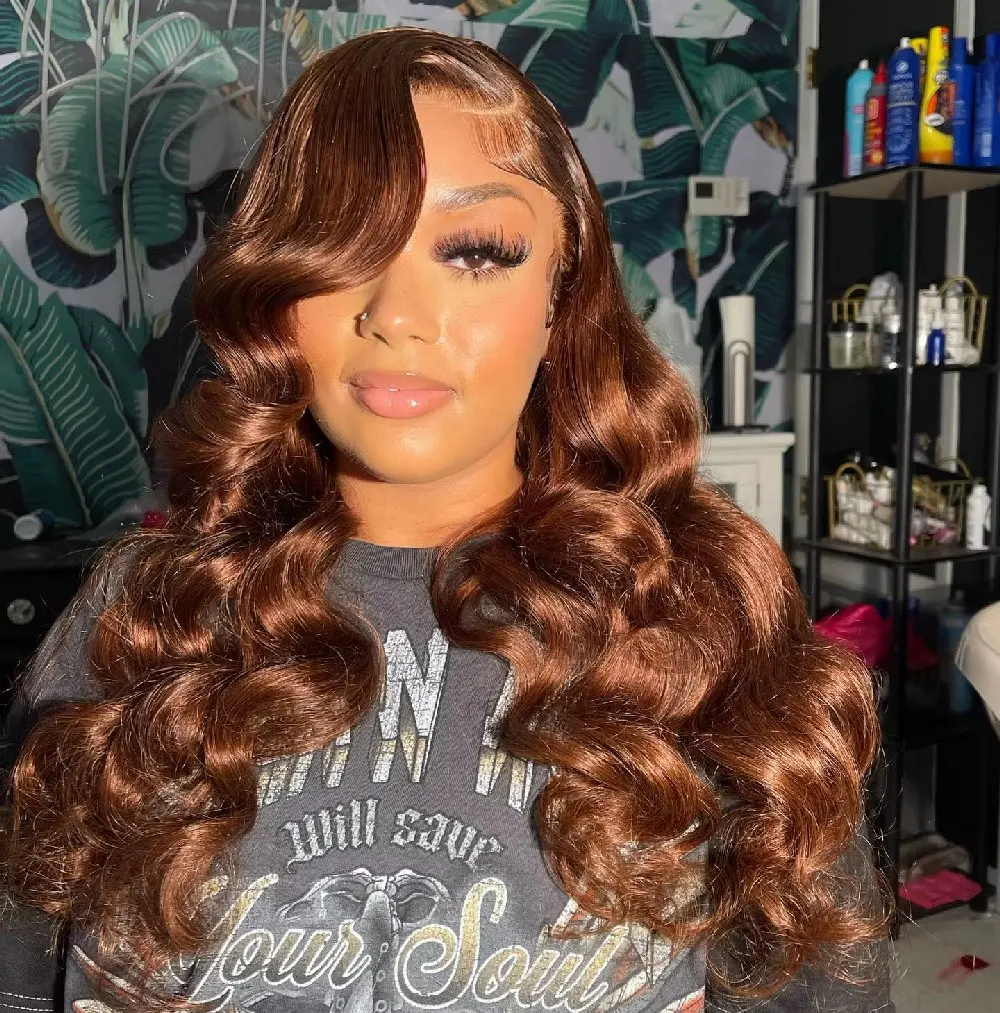 36 40 Inch Chocolate Brown 13x6 Human Hair Wigs Hd Lace Frontal Wig Colored Transparent Body Wave Brown Wig 4x4 5x5