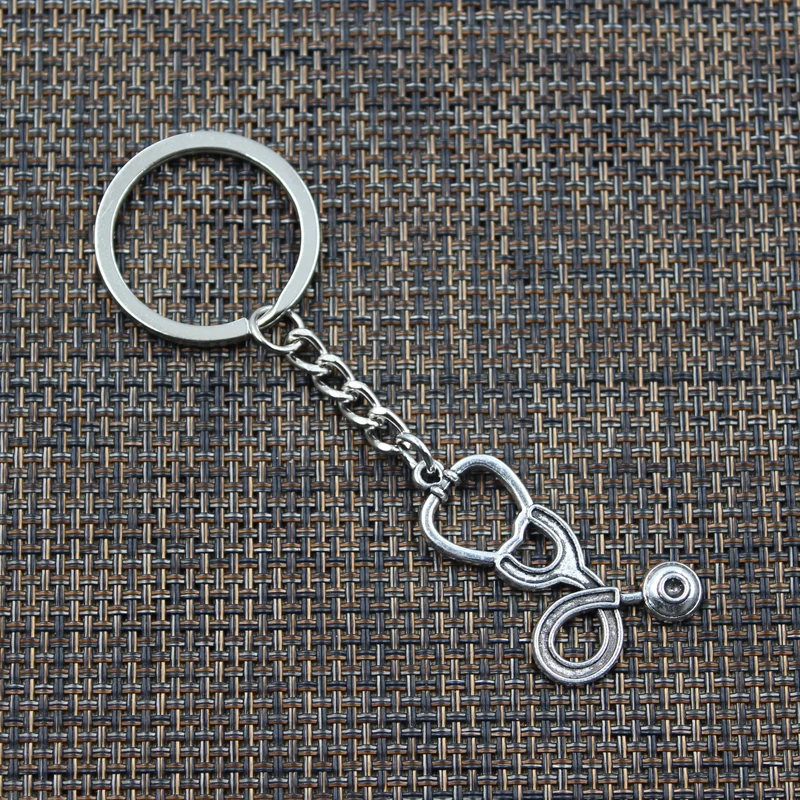 Hot Fashion Big Doctor Stethoscope 40x23mm Pendant 30mm Key Ring Chain Silver Color Men Car Gift Souvenirs Keychain Dropshipping