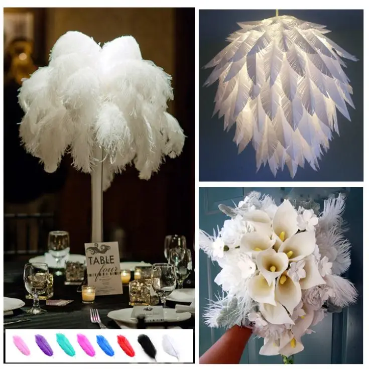 Romantic DIY white ostrich feathers ,plumas 30-35cm 12-14