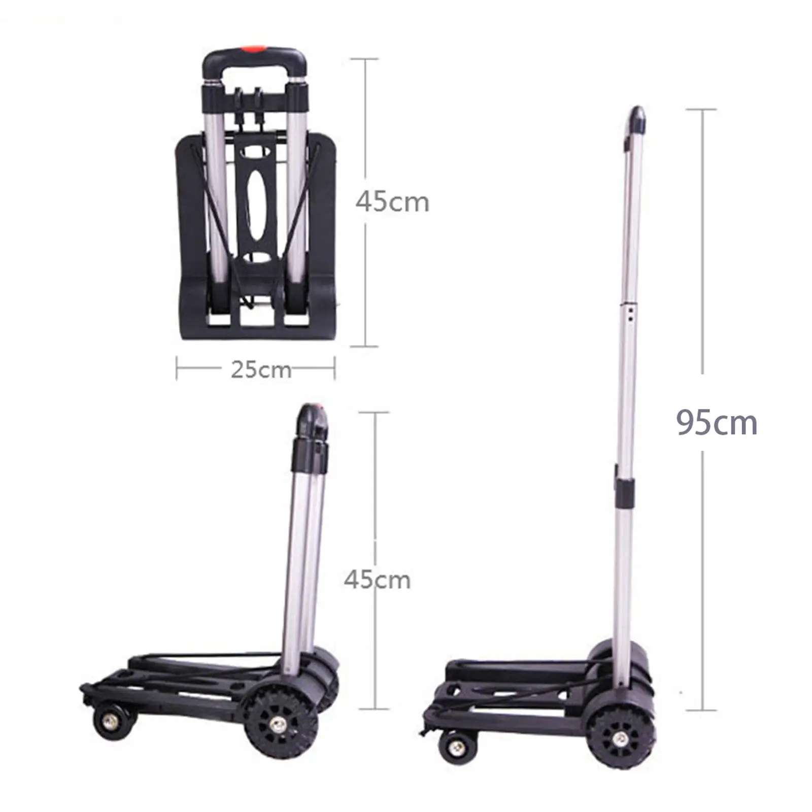 Folding Hand Truck Aluminum Alloy Foldable Luggage Cart Platform Truck Moving Shopping Cart for Household Easy Moving