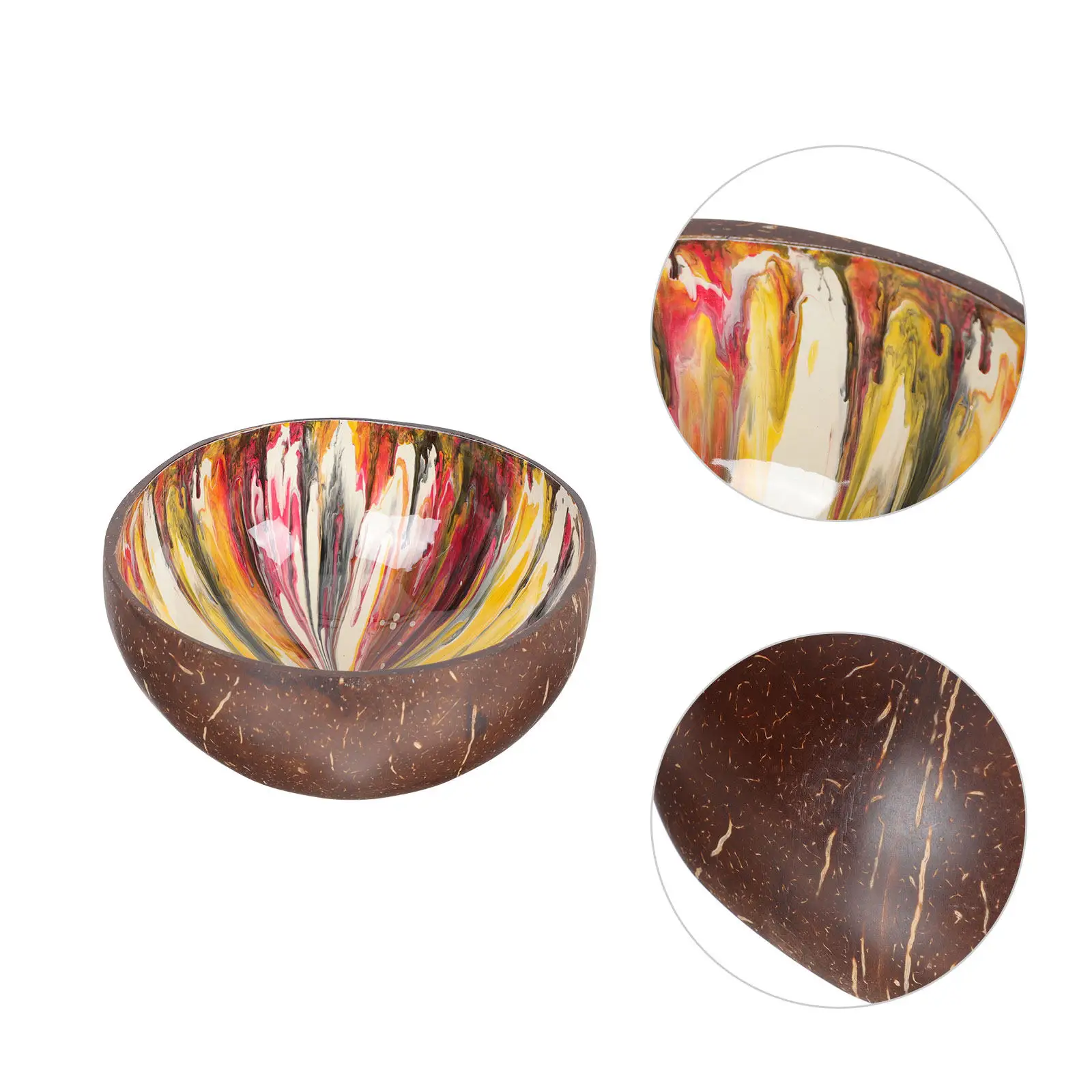 Natural Coconut Shell Bowl Set for Safe Non-Toxic Smooth Surface Salad Soup Fruit Storage Container Home Decor Kitchen