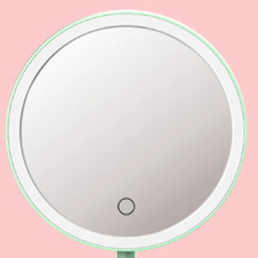 Led Desktop Makeup Usb Charging Standing Three Color Light Green Rechargeable Stylish Mirror Fashionable Decorative