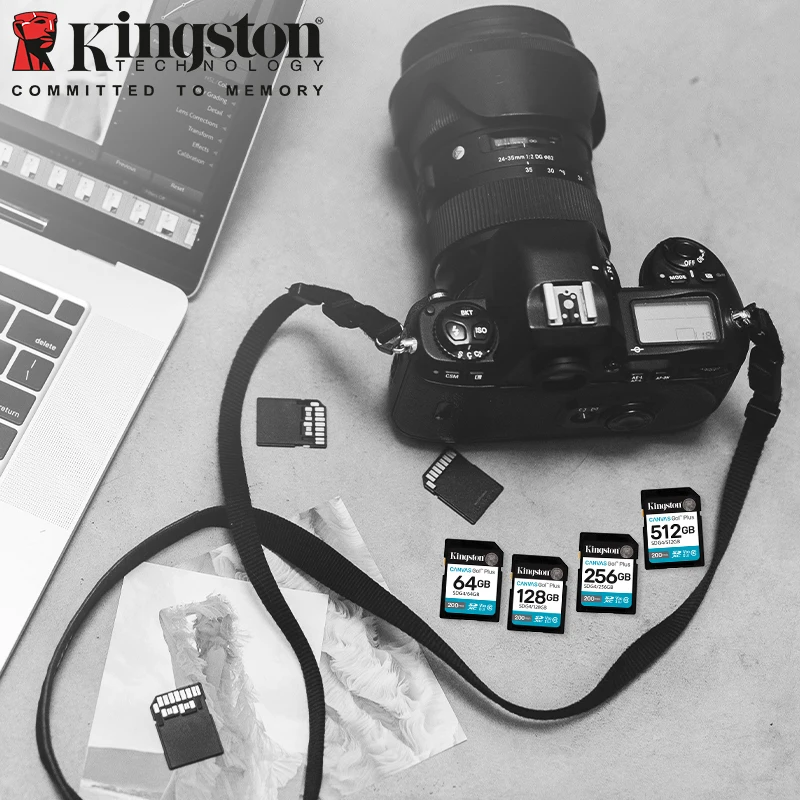 بطاقة Kingston SDG4 SD لكاميرات DSLRs بدون مرآة 4K فيديو V30 C10 SDXC بطاقة ذاكرة تصل إلى 200 ميجا بايت/ثانية بطاقة فلاش SD عالية السرعة