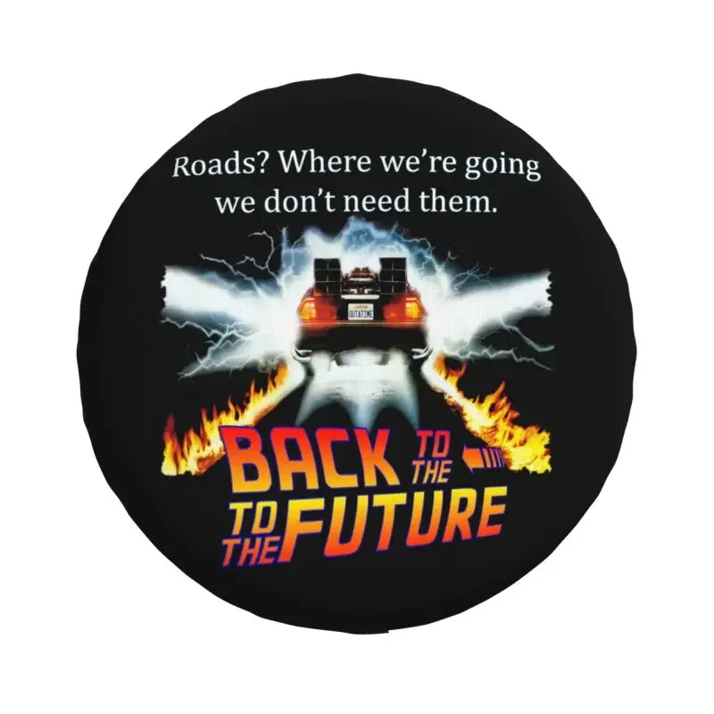 Retro Movie Back To The Future Tire Cover 4WD 4x4 RV Sci-fi Adventure Film Spare Wheel Protector for Mitsubishi Pajero