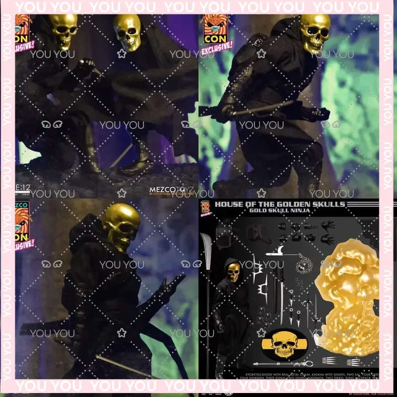 

In Stock Original Mezco One:12 Collective House of The Golden Skulls Gold Skull Ninja Action Figure Toys for Mezco
