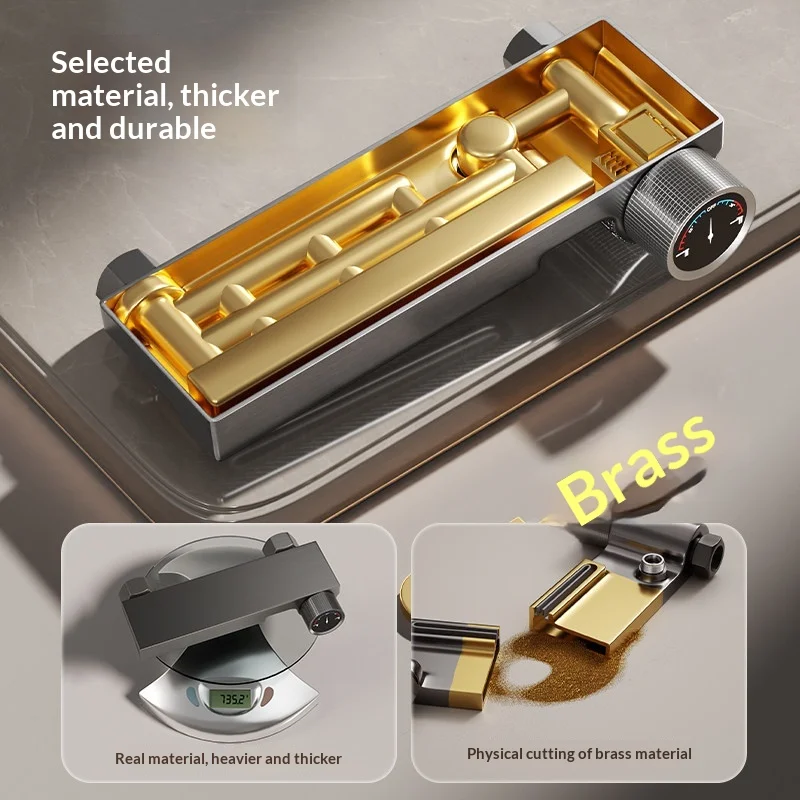 Solid Brass Deck Mounted Tub Shower Faucet - Hot/Cold High Flow Mixing Valve with Shower Head, Bathroom Fixture