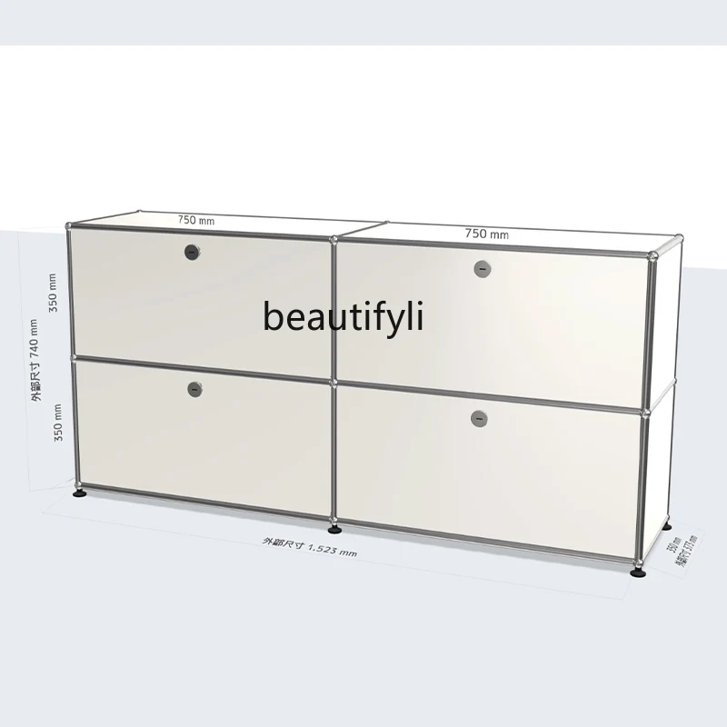

Indoor Living Room Stainless Steel Modular Storage Cabinet for Accessories Light Luxury Bedside Table Sideboard Cabinet