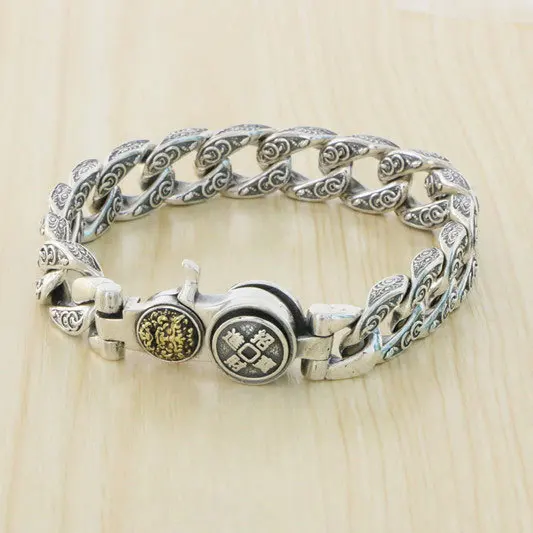 

Thai Silver China-Chic Jewelry Attracting Wealth and Treasures Pixiu Bracelet Men's Personality Trend Precision Craft Thick Wide