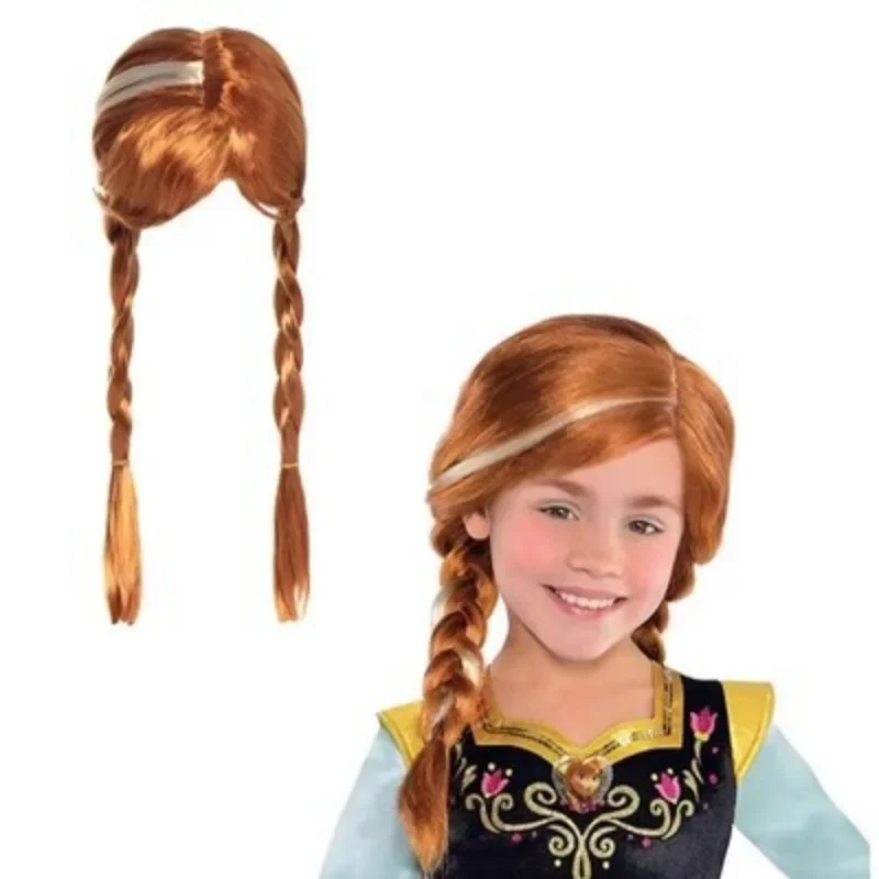 Spot Europe and The United States Cross-border Hot Frozen Children\'s Wig Braids Anna Aisha Princess Wig One Piece of Hair