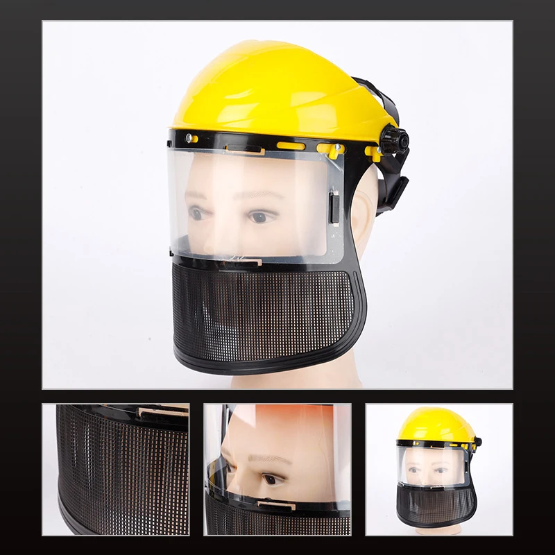 Garden Grass Trimmer Weed Wacker Safety Helmet Hat With Full Face Mesh Mask For Logging Brush Cutter Forestry Protection-New