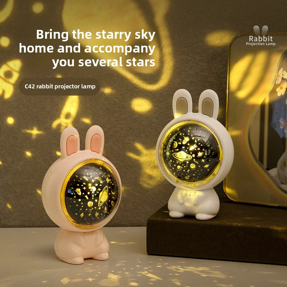 

Bunny Shape Starry Night Light Projector with Music, Rotating Galaxy Moon Lamp for Nursery Kids Room Decor, Baby Sleep Aid