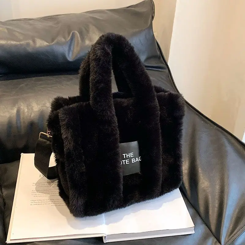 JIAERDI Casual Fur Tote Bag For Women Luxury Handbag  Autumn Winter Plush Messenger Bag Harajuku Aesthetic Shopper Bag Female - view 5