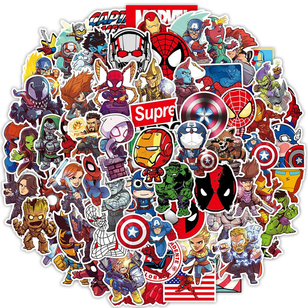 10/30/50/100pcs Disney Marvel Vintage The Avengers Stickers Anime Super Hero Cartoon Decal Laptop Car Phone Kids Cool Sticker