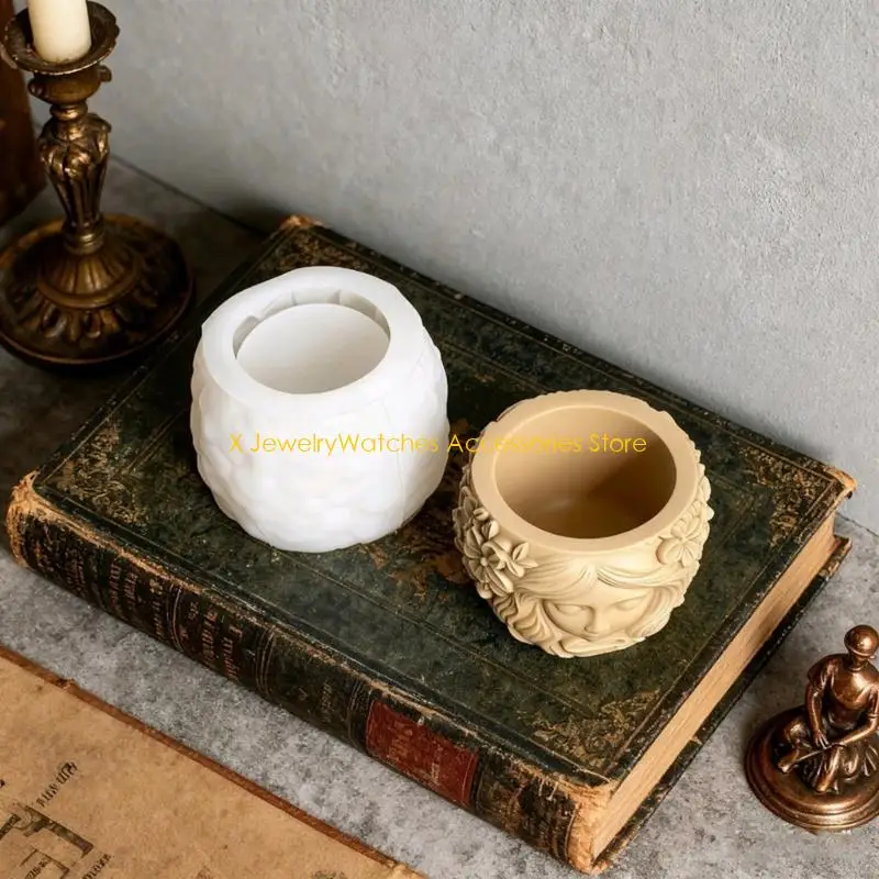 

31KD DIY силиконовая форма для поделок из цементной смолы с детальным тиснением, держатель для ручек-кашпо, контейнер для