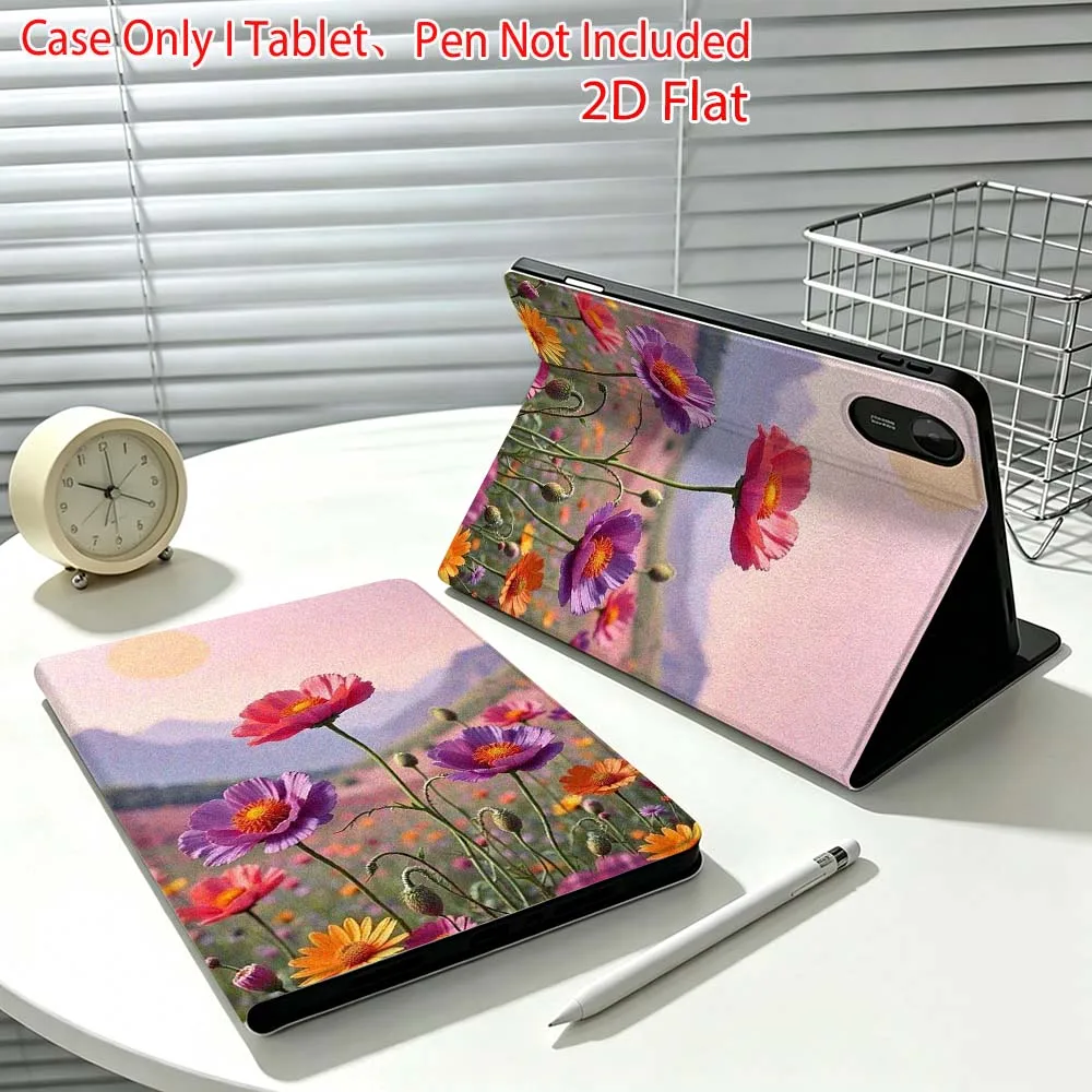 Beautiful flower pattern For Xiaomi Poco Redmi Pad 8 2 4 C1 6 6S 7 7S SE 9.7 14 11 11.2 Inch Pen Tray Tablet Case Fashion