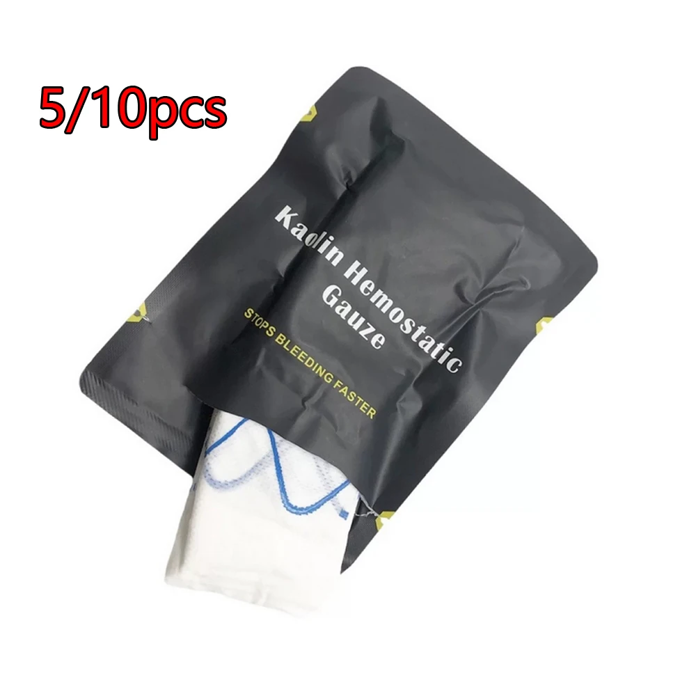 5/10PCS Soluble Hemostatic Kaolin Gauze Combat Emergency Trauma Medical Wound Dressing For Tactical Military First Aid Kit