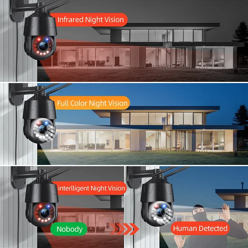 Rscamtom 4K Ultra HD 99X Zoom في الهواء الطلق كاميرا متحركة للرؤية الليلية كامل اللون اتجاهين صوت كاميرا بشكل قبة معدنية الأمن واي فاي