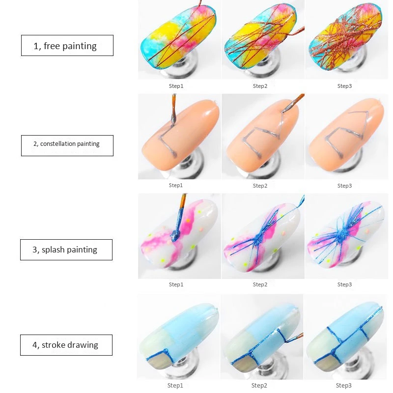 Spider Gel For Nail Art Nail Spider Gel Set Pulling Line Nails Art Silk 6 Pcs Line Painting Soak Wire Drawing Elasticity Off Des