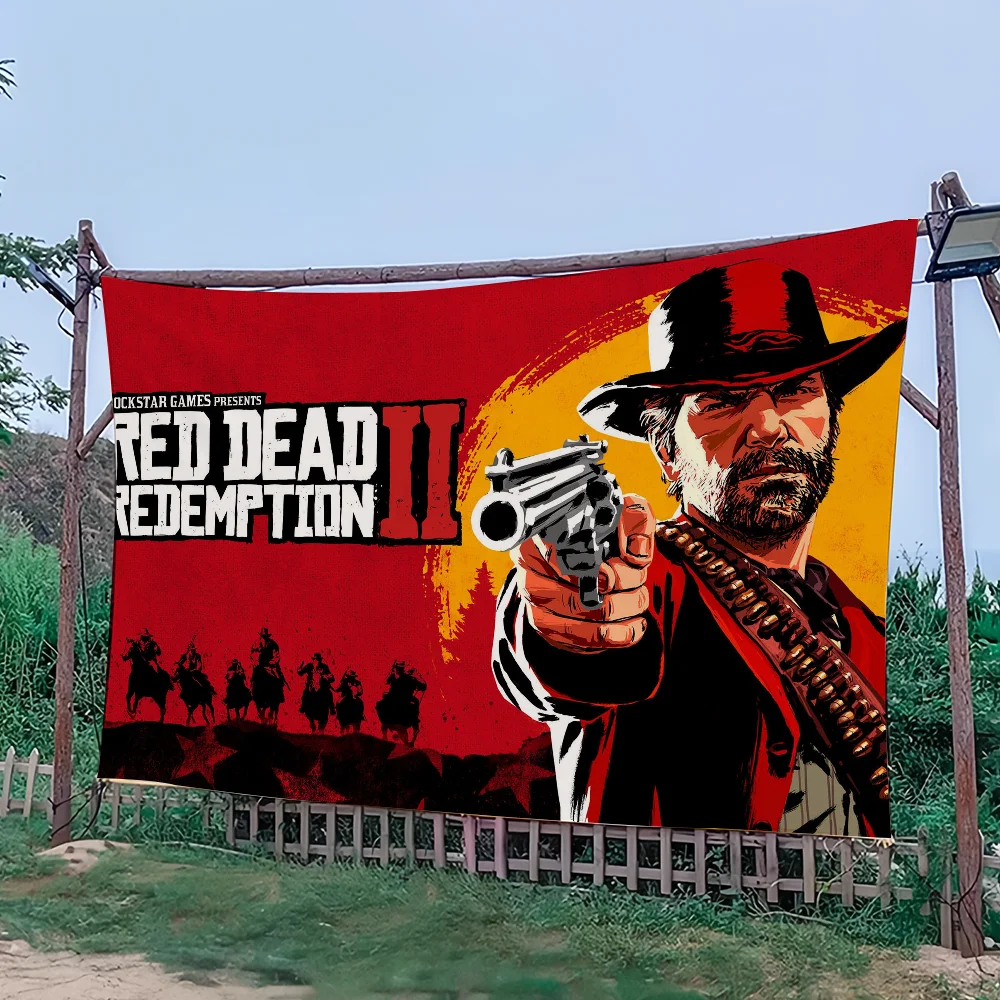 Red Dead Redemption 2 flag For Art Science Fiction Room Home Decor Wall Hanging Home Decor Banner