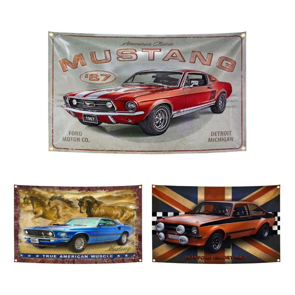 90x150cm Real American Muscle Car Shelbys M-Mustang Flag Polyester Digital Printing Banner for Garage Decoration Tapestry