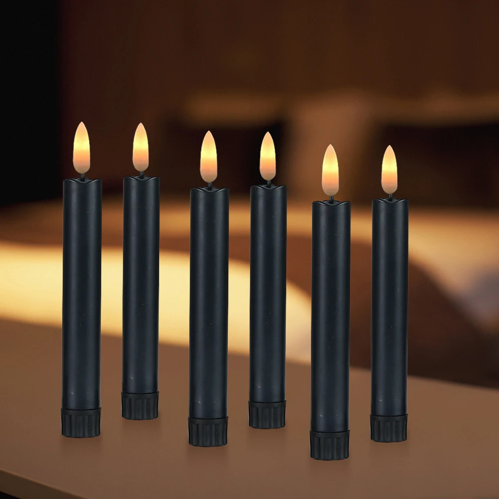 6 Pack Christmas Candles Lamp LED Flickering Electric Pillar Candles Timing Flashing LED Candles Light for Home Party Decoration