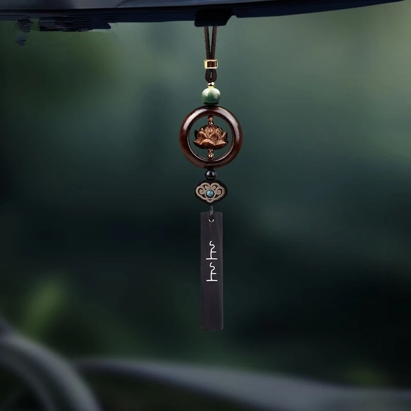Lotus Ping An Buckle Car Hanging Ornament Premium Rearview Mirror Pendant Lucky Car Decor for Men Women