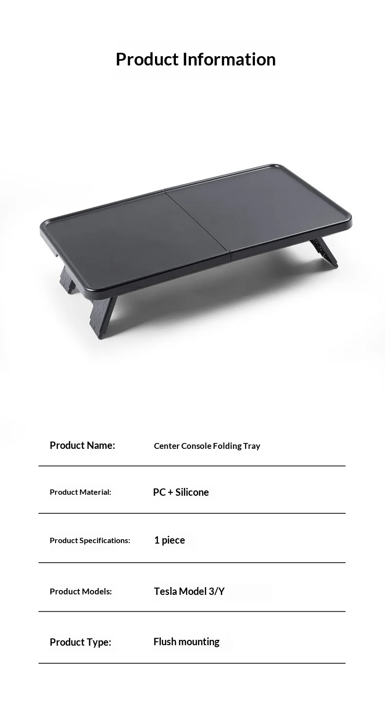 Foldable Eating Food Table Tray For Tesla Model Y Juniper Model 3 2020-2024 Center Console Organizer For Road Trips Autopilot