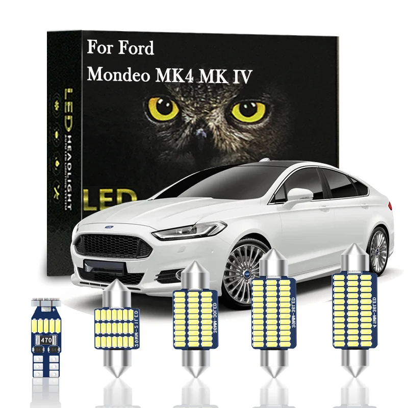 Canbus 인테리어 LED 조명, 돔 트렁크 글러브 박스 화장대 거울 램프, 포드 몬데오 MK4 MK IV 자동차 액세서리 맵, 12 개