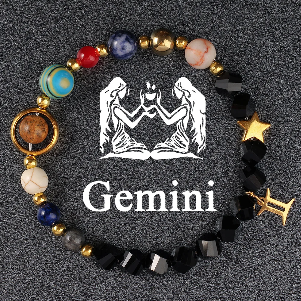 زوجين الصداقة اثني عشر الأبراج سوار غير النظامية قطع الحجر الطبيعي ثمانية كواكب مطرز الإسورة سيدة الرجال المجوهرات العصرية