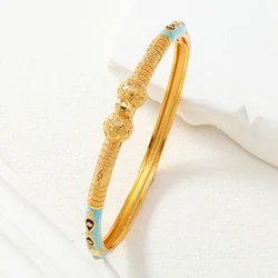 1 Middle Eastern copper 24K gold-plated drop oil bow women's cuff decorative bracelet,