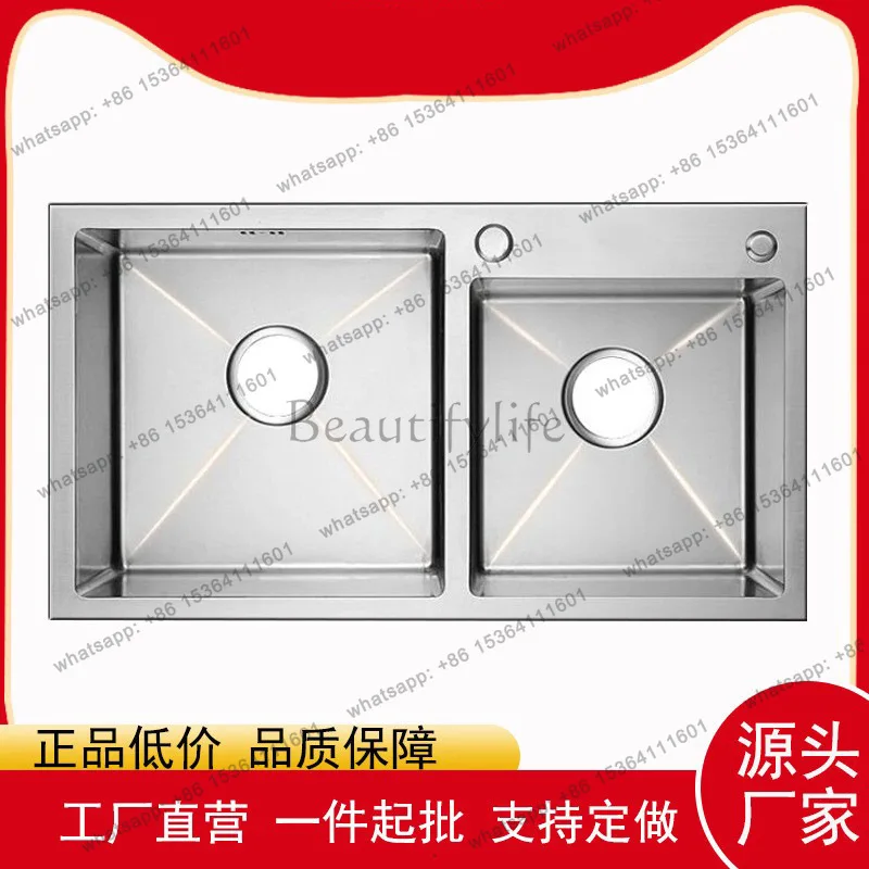 Kitchen Household Thickened Brushed Surface Stainless Steel Sink Large Capacity Single Sink Vegetable Basin