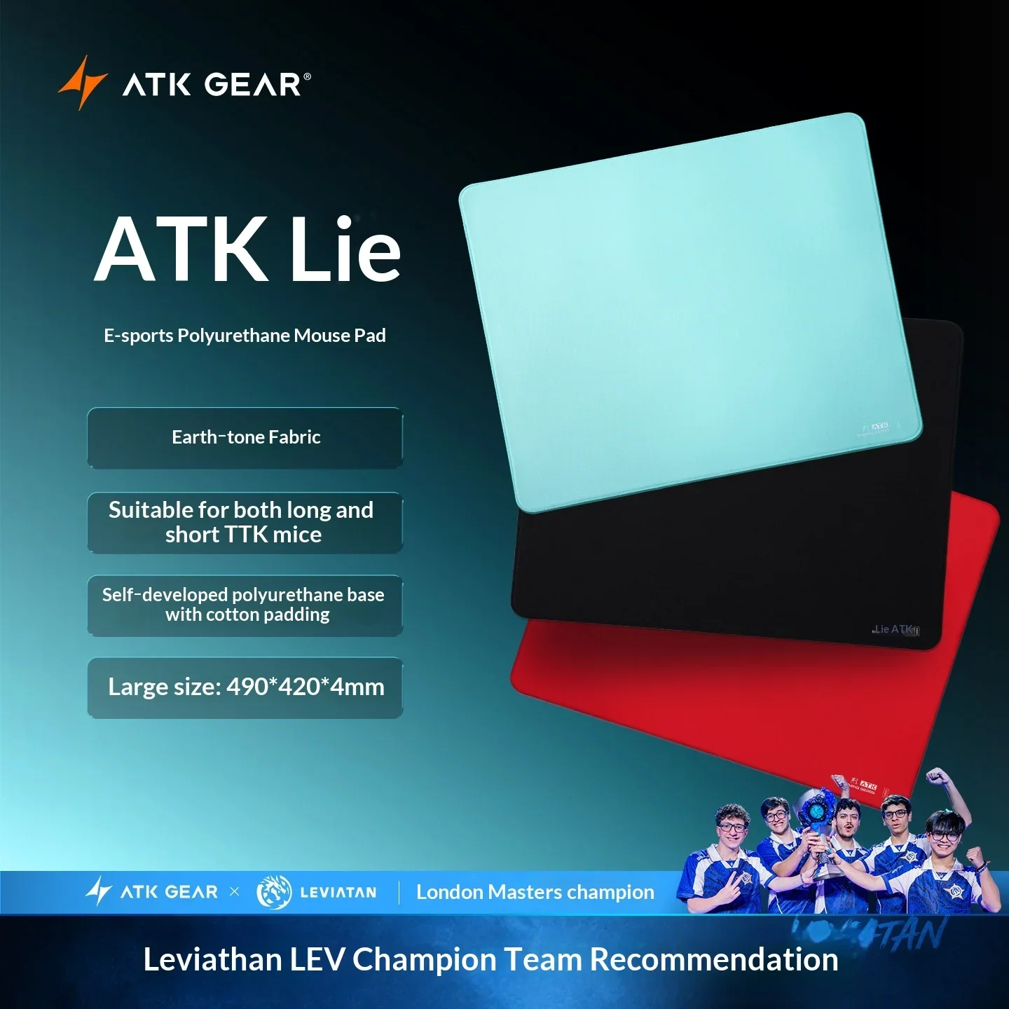 ATK Blaze Large Balanced Gaming Mouse Pad 490x420mm 4mm Thick High Density Woven Fiber Polyurethane Base Anti-Slip XSOFT Cushion