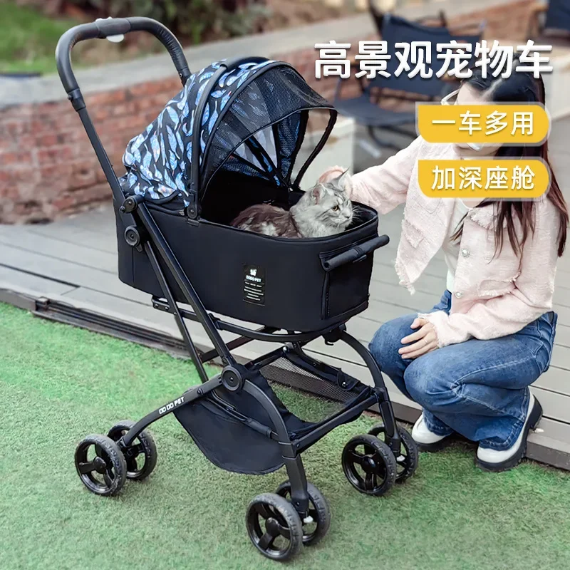 Pet Stroller Separation Portable for Dogs To Go Out Small Cart with Lightweight Folding Walking Dogs and Cats for Travel