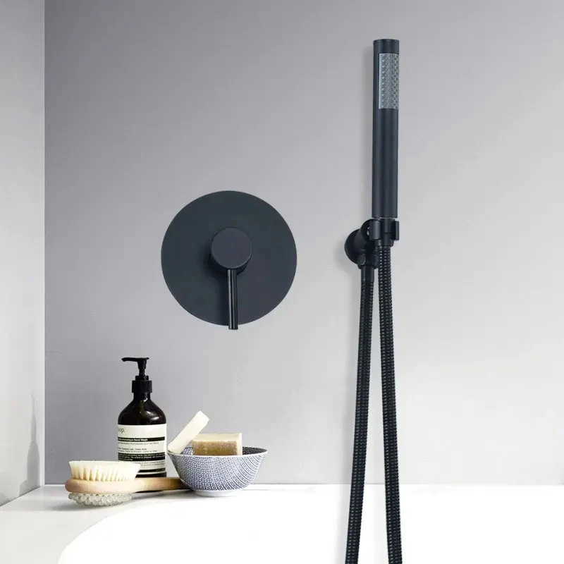 

Brushed Gold Concealed Install Shower Wall Mounted Shower Faucet Sets Stainless Steel Rain Shower Head Cold And Hot Mixer Tap