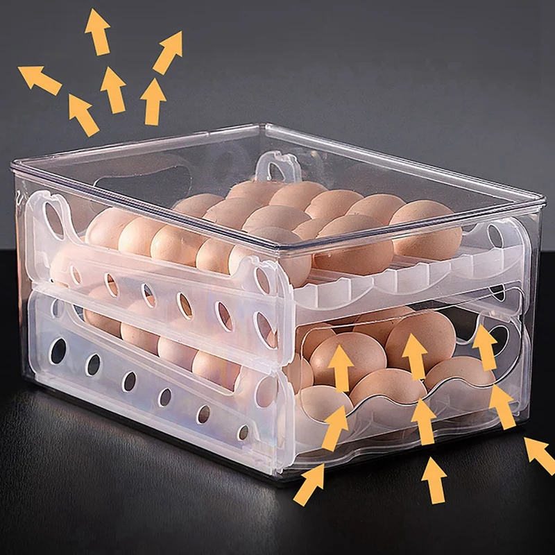 Slide Eggs Storage Box Spare Parts Egg Holder Container Refrigerator Drawer Stackable Food Eggs Box Kitchen Fridge Organizer