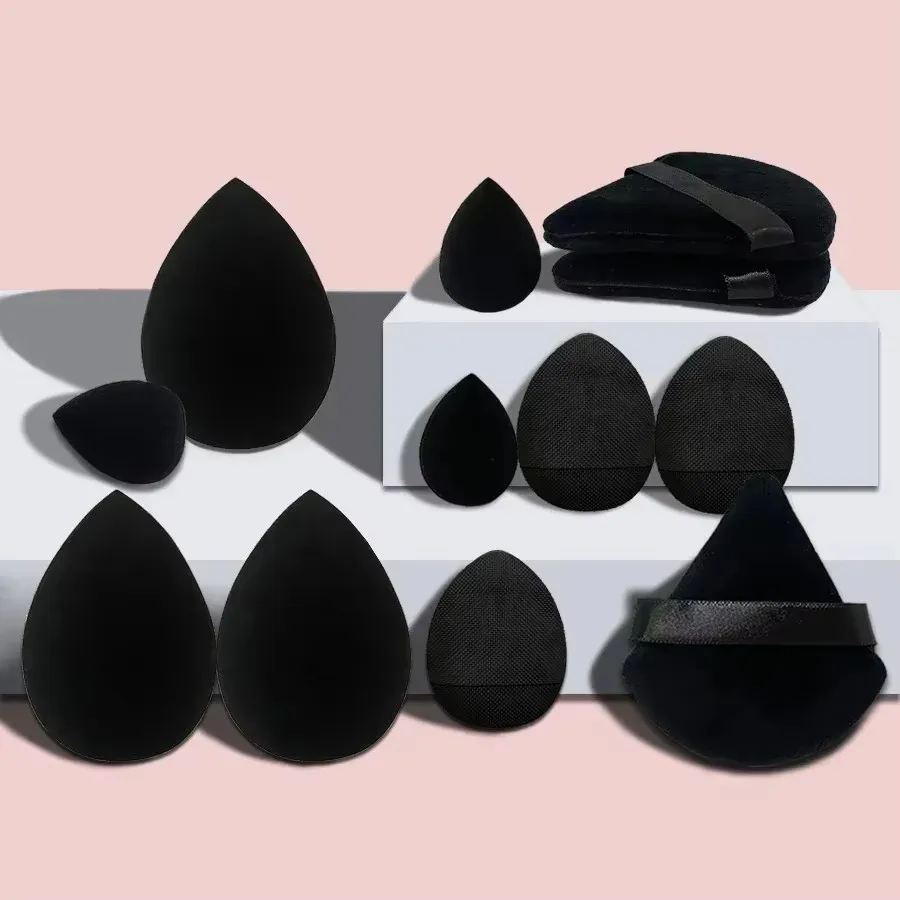 12Pcs/1Set  Skin-Friendly Soft Makeup Sponge Set, Wet & Dry Use, Suitable For All Skin Types Pink/Purple/Black