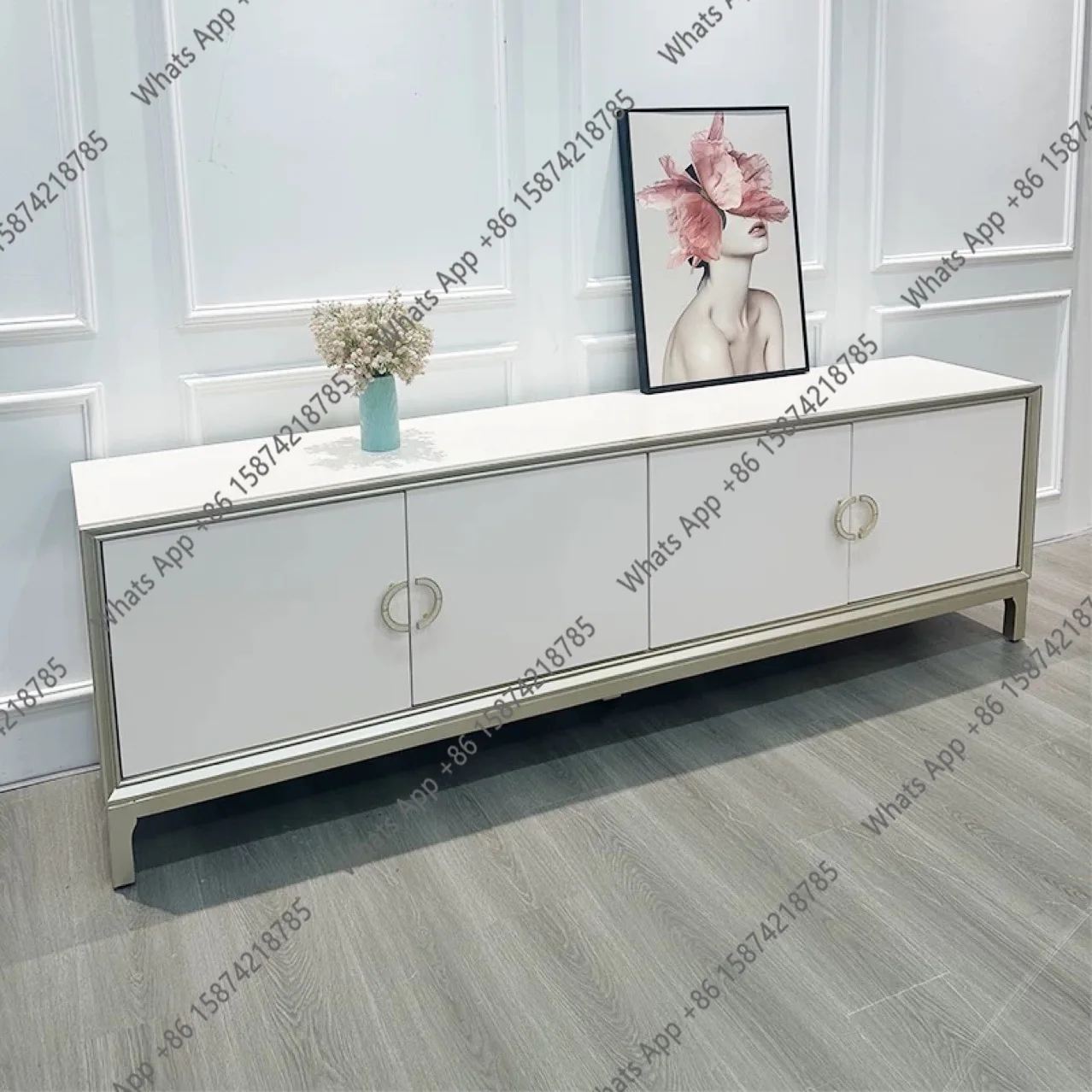 

American light luxury solid wood TV cabinet, living room video cabinet combination, post-modern simple household floor cabinet