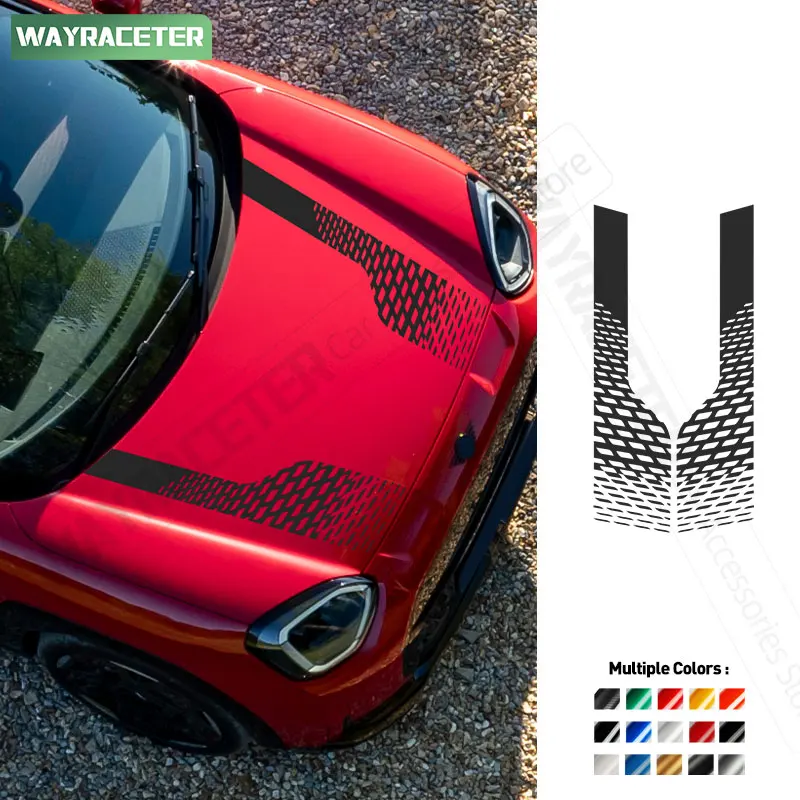 2 Pcs/Set Car Engine Cover Decal Bonnet Hood Stripes Sticker For MINI Aceman J05 John Cooper Works 2026 2025 JCW Accessories