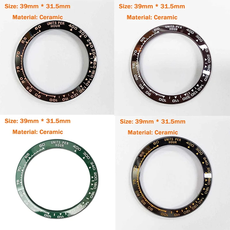 39mm * 31.5mm black green coffee Daytona bevelled ceramic bezel accessories for watch bezel