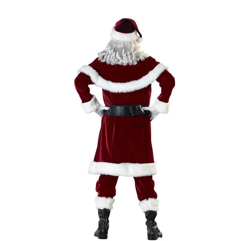 Disfraz de Papá Noel navideño para adultos, traje de Navidad, verde y rojo, ropa de Papá Noel, vestido de lujo para hombres