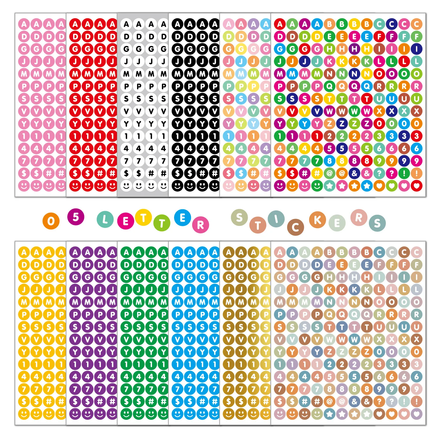 0.5 Inch Tiny Dot Letter Stickers Waterproof for Scrapbook Journaling Card Making Item Label Decals