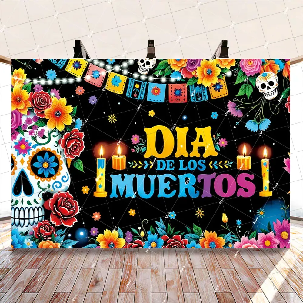 المكسيكي يوم الموتى خلفية التصوير يوم الموتى كرنفال الجمجمة الطرف الديكور خلفية راية كابينة تصوير الدعامة