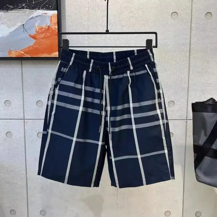 Calção de praia xadrez casual de cinco pontos masculino, slim fit, verão, secagem rápida, novo, 2022