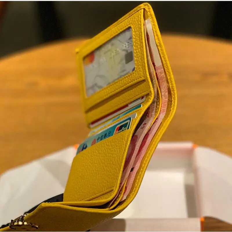 LOMANTINA Classical Short Long Designer Luxury Genuine Leather Lucky Yellow Fortune Fashion Purses Quality Coin Cards Holders