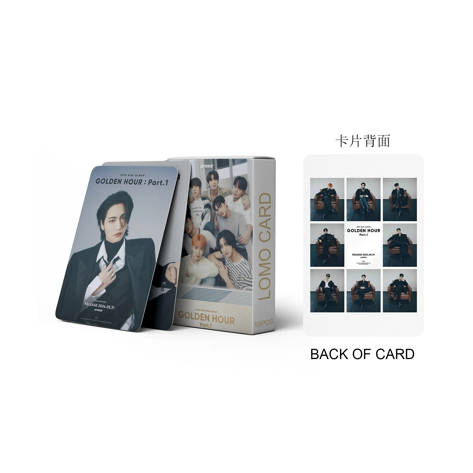 Imagem -03 - Kpop Ateez Lomo Photocard Álbum Golden Hour Conjunto de Cartões de Impressão Fotográfica Coleção Fãs 55 Peças