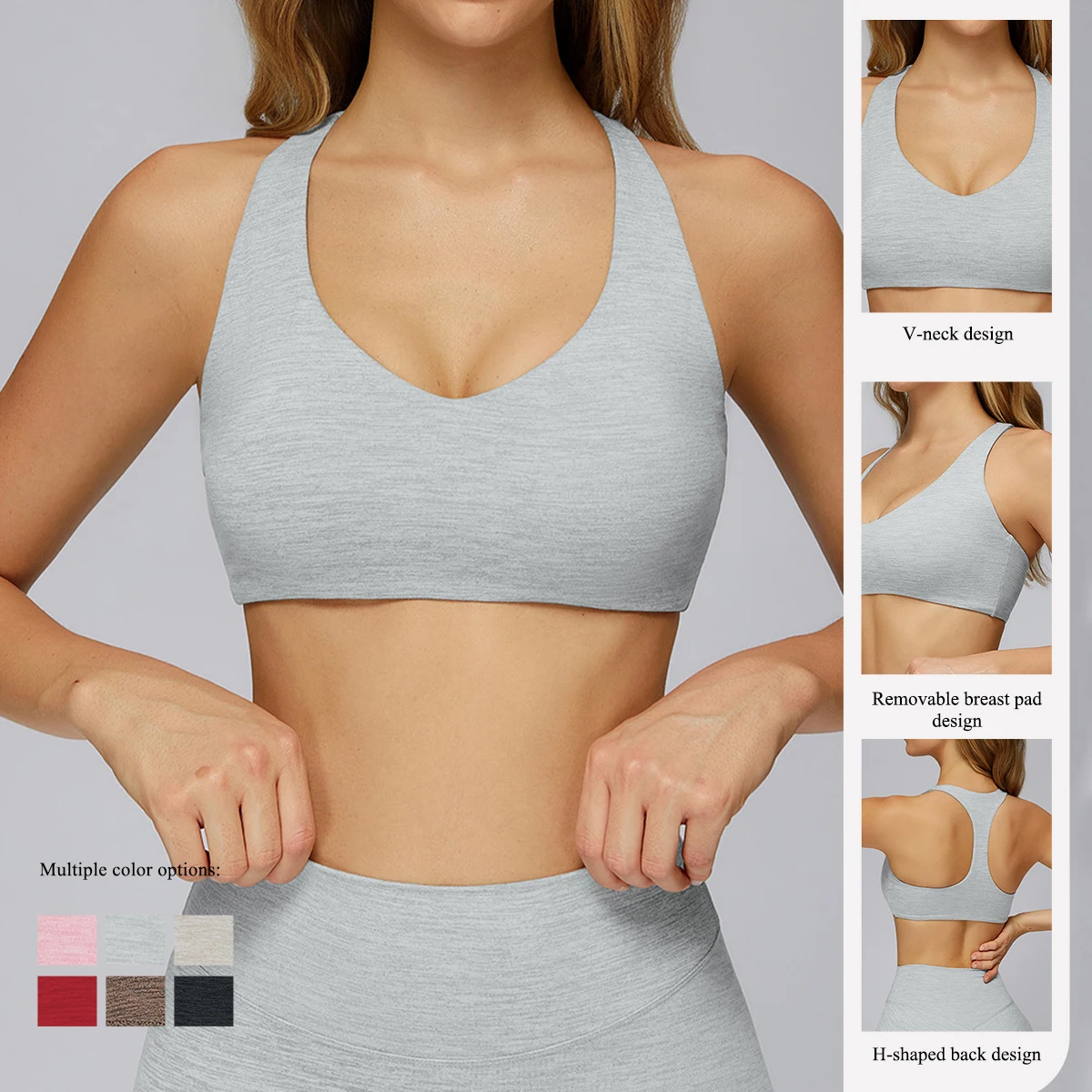 حمالة صدر رياضية سريعة الجفاف من Hearuisavy ملابس داخلية نسائية للجري حمالة صدر ضيقة غير رسمية لليوجا مع حشوة قابلة للإزالة
