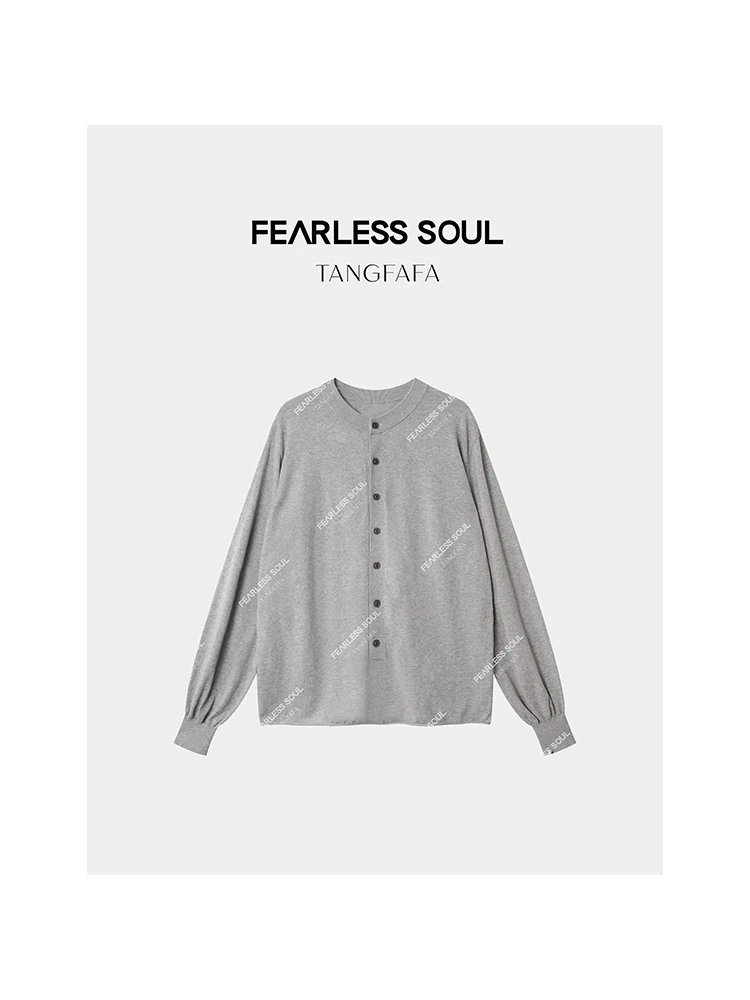 

Tfa824FM26 Women's Long Sve Knitted Sweater Henry f Open Collar Autumn Winter Outerwear Coat Casual Faion Cotton