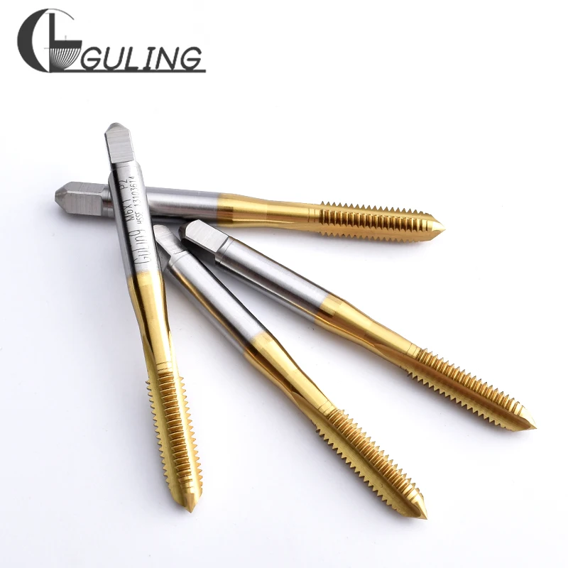 GULING HSSE-M35 JIS Standard TIN Coating Long Shank 100L Straight Fluted Hand Tap M3 M4 M5 M6 - M12 Machine Screw Thread Taps